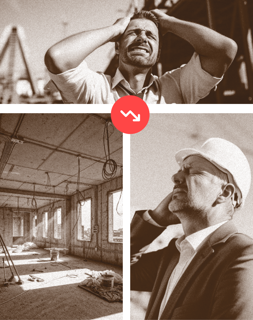 Profissionais frustrados em obras